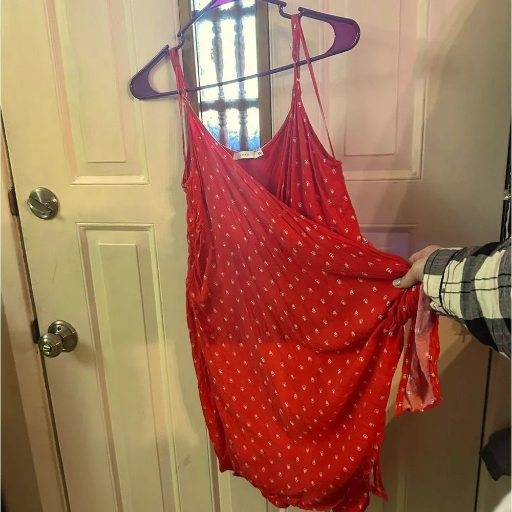 Lush Red & Floral Spaghetti Strap Mini Dress Large - Picture 2 of 7